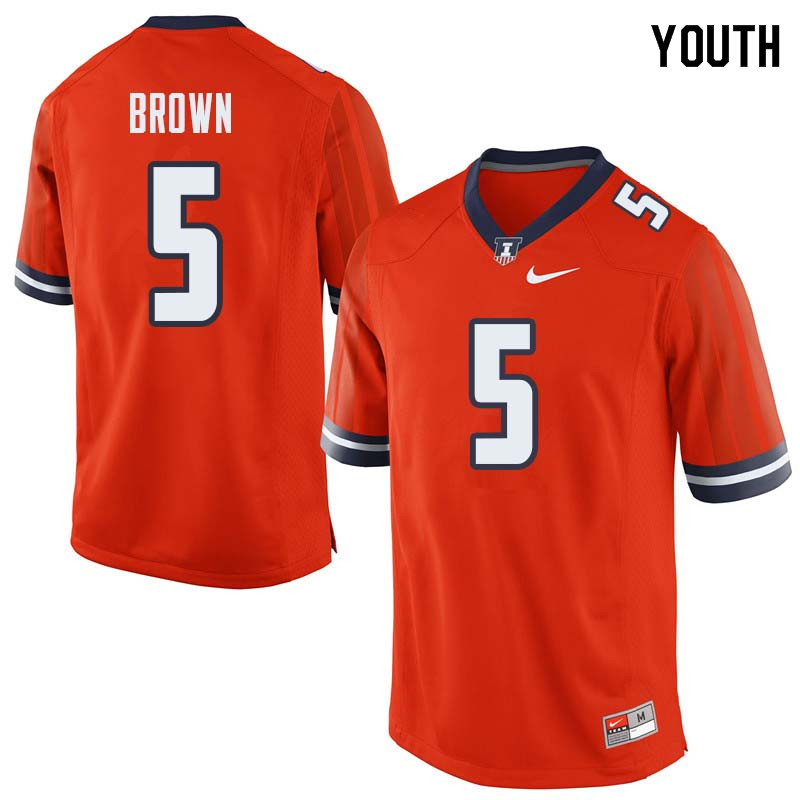 Youth #5 Verdis Brown Illinois Fighting Illini College Football Jerseys Sale-Orange
